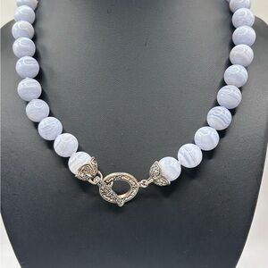 Elegant Blue and Silver Beaded Necklace